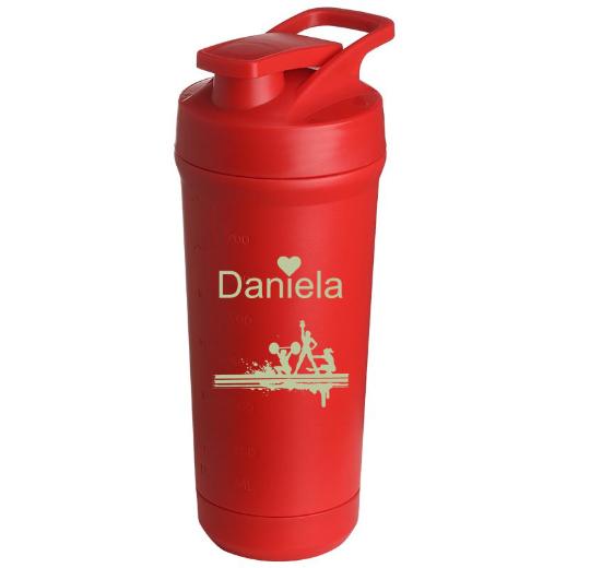 Teemando® individuell gravierter Premium Edelstahl Shaker mit deiner Wunschgravur 750ml, auslaufsicherer Deckel, Shaker-Ball, spülmaschinengeeignet für Proteinshakes, Fitness Diät Geschenk Bodybuilding