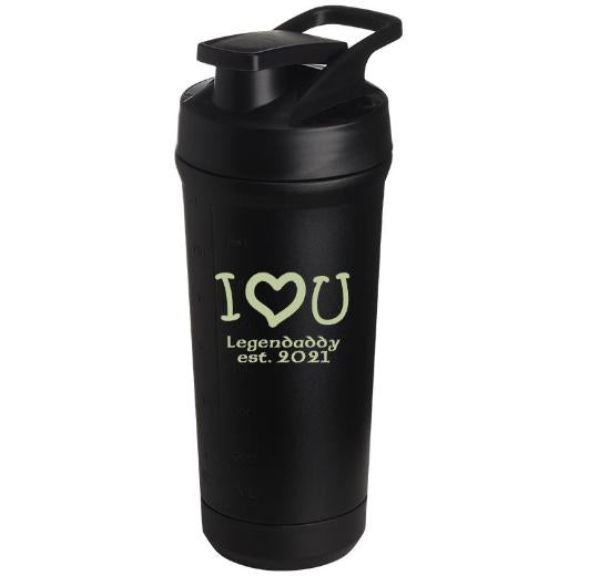 Teemando® individuell gravierter Premium Edelstahl Shaker mit deiner Wunschgravur 750ml, auslaufsicherer Deckel, Shaker-Ball, spülmaschinengeeignet für Proteinshakes, Fitness Diät Geschenk Bodybuilding