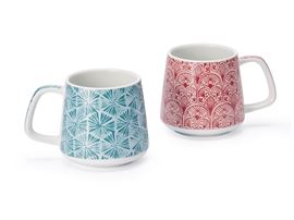 Becher "Boho" Porzellan mit Raised Effekt, 2-fach sortiert 0,35 l H 9,4 cm, Ø 7,4 cm