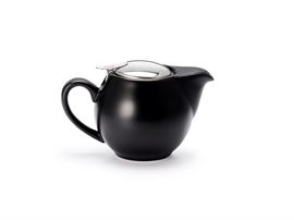 Kanne "Saara", 0,5 l Porzellan, matt, schwarz mit Edelstahlsieb und -deckel H 12 cm, Ø 5,5 cm
