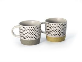 Becher "Reva" New Bone China mit Relief 2-fach sortiert, 0,3 l H 8,3 cm, Ø 8,5 cm