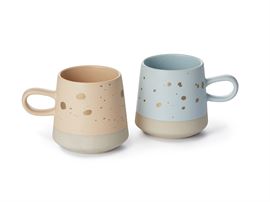 Becher "Ariana" Steinzeug, mit Metallic-Effekt, 2-fach sortiert, 0,4 l H 9,2 cm, Ø 7,2 cm