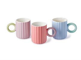 Becher "Happiness" New Bone China, matt, mit Relief, 3-fach sortiert 0,35 l H 10,5 cm Ø 7,5 cm