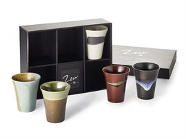 Cup-Set "Mintao" Japanische Keramik, 5-fach sortiert im Geschenkkarton, 0,2 l Cup: H 10 cm, Ø 8 cm