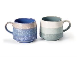 Becher "Marlo" Keramik mit Relief, 2-fach sortiert 0,5 l H 9,5 cm, Ø 9 cm