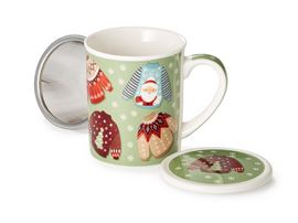 Kräuterteetasse "Cozy Sweater" Porzellan, mit Raised Effekt, 3-teilig 0,25 l H 8,7 cm, Ø 7,4 cm