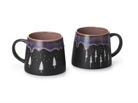 Becher "Winter Forest" Steinzeug mit Reactive Glaze, 2-fach sortiert, 0,45 l H 8,9 cm, Ø 8 cm