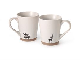 Becher "Pure Winter" Steinzeug mit Relief 2-fach sortiert, 0,3 l H 10,2 cm, Ø 8,4 cm