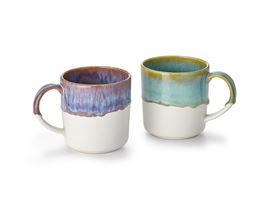 Becher "Graciosa" portugiesisches Steinzeug mit Reactive Glaze, 2-fach sortiert / 0,35 l