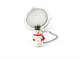 Tee-Ei "Snowi" 18/8 Edelstahl, mit Schneemann-Anhänger Ø 5 cm