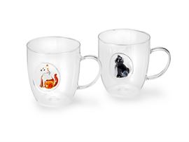 Glas „Kelly" hitzebeständiges Glas mit Katzenfigur 2-fach sortiert, 0,35 l H 9,6 cm, Ø 8,7 cm