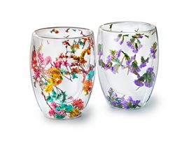 Cup "Editha" doppelwandiges, hitzebeständiges Glas mit Trockenblumen, 2-fach sortiert 0,3 l / H 11,5 cm, Ø 7,5 cm