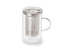 Kräuterteetasse "Holma" hitzebeständiges Glas, mit Deckel und Edelstahlsieb / 0,55 l H 13 cm, Ø 8,3 cm