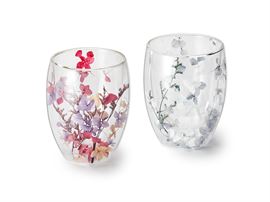 Cup "Enna" doppelwandiges, hitzebeständiges Glas mit Trockenblumen, 2-fach sortiert 0,3 l / H 11,5 cm, Ø 7,5 cm
