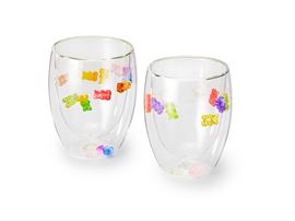 Cup "Sadie" doppelwandiges, hitzebeständiges Glas gefüllt mit bunten Bärchen, 2-fach sortiert 0,3 l / H 11,5 cm, Ø 7,5 cm
