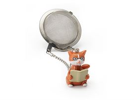 Tee-Ei "Oskar" 18/8 Edelstahl, mit Katzen-Anhänger Ø 5 cm