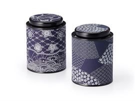 Dose "Taki", 100 g Weißblech, rund, Stülpdeckel veredelt mit Japanpapier (Washi), 2-fach sortiert H 10 cm, Ø 7,5 cm