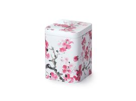 Dose "Sakura", 100 g Weißblech, eckig, Stülpdeckel, matt 7,3 x 7,3 x 10 cm