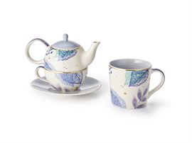 "Isla" / Tea-for-one Set "Isla" Steinzeug mit Goldauflage, 4-teilig