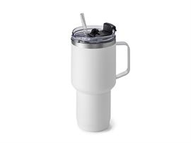 To-Go Mug "Artus" Edelstahl, doppelwandig, inkl. Trinkhalm aus Kunststoff, 0,8 l H 22,3 cm, Ø 9,5 cm
