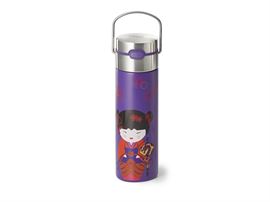 Leeza® Trinkflasche "Sweet Little Geisha" doppelwandiger Edelstahl, inkl. Edelstahlsieb und Trinkdeckel 0,5 l H 23,5 cm, Ø 6,5 cm