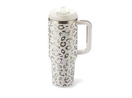 To-Go Mug "Kleo" Edelstahl, doppelwandig, inkl. Trinkhalm aus Kunststoff, 1,1 l H 27 cm, Ø oben 9,3 cm, Ø unten 7,4 cm