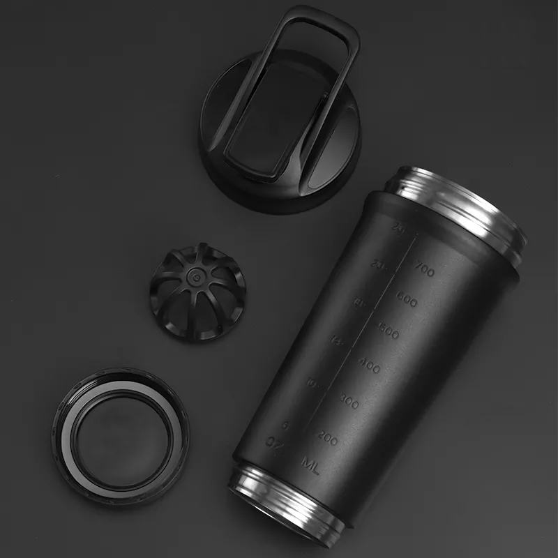 Teemando® Premium Edelstahl Shaker 750ml Kapazität, BPA-frei, auslaufsicherer Deckel, abnehmbarer Shaker-Ball, Füllstandsmarkierung, spülmaschinengeeignet für Proteinshakes, Fitness und Diät, Bodybuilding