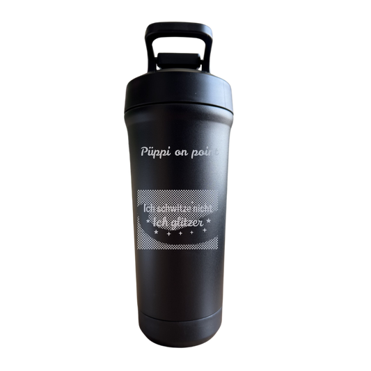 Teemando® individuell gravierter Premium Edelstahl Shaker mit deiner Wunschgravur 750ml, auslaufsicherer Deckel, Shaker-Ball, spülmaschinengeeignet für Proteinshakes, Fitness Diät Geschenk Bodybuilding