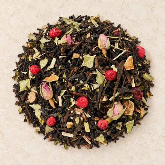 BIO Schwarzteemischung k.b.A. Black Sencha Fruits & Roses Mandel-Vanille-Note DE-ÖKO-006 aromatisiert 1 kg