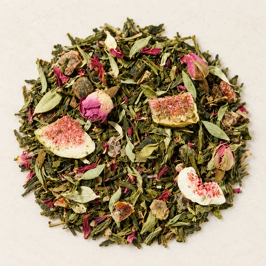 Grünteemischung Sencha Sweet Date mit Bergthymian – Atelierbild