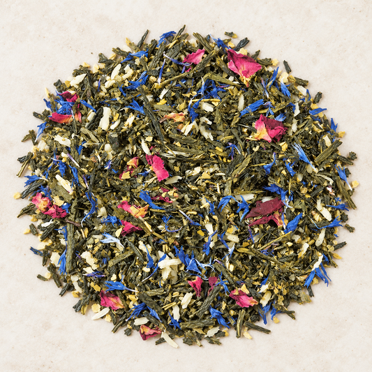 Grünteemischung Sencha Märchenwelt Süßmandel-Note aromatisiert 1 kg – TEEMANDO Atelier