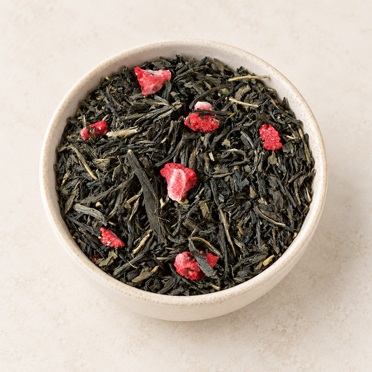 Grüntee China Sencha entkoff. Kinder+Senioren (Erdbeer-Note) – TEEMANDO Atelier