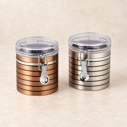 TEEMANDO Atelier – Dose "Hasine" von Cha Cult, 150 g Kunststoff, rund, Platin/Bronzeoptik 2-fach sortiert