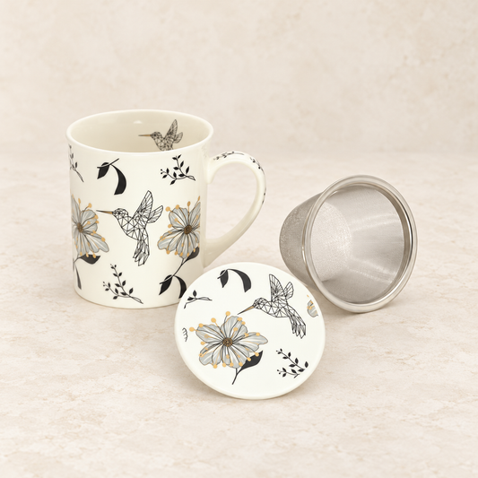 Kräuterteetasse Senta New Bone China Goldauflage 3-teilig