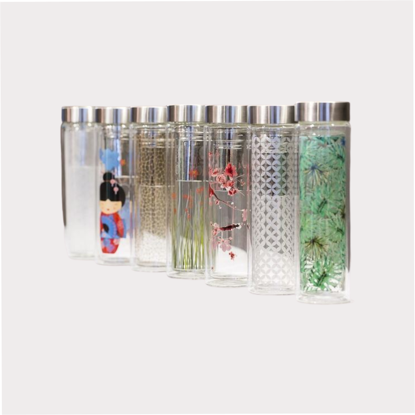 Flowtea® "May Lin" doppelwandiges Glas mit Edelstahlsieb inkl. Neoprenhülle 0,35 l