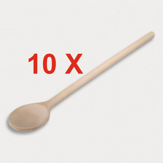 10x 25cm Holz-Kochlöffel rund handgefertigt aus Buchenholz