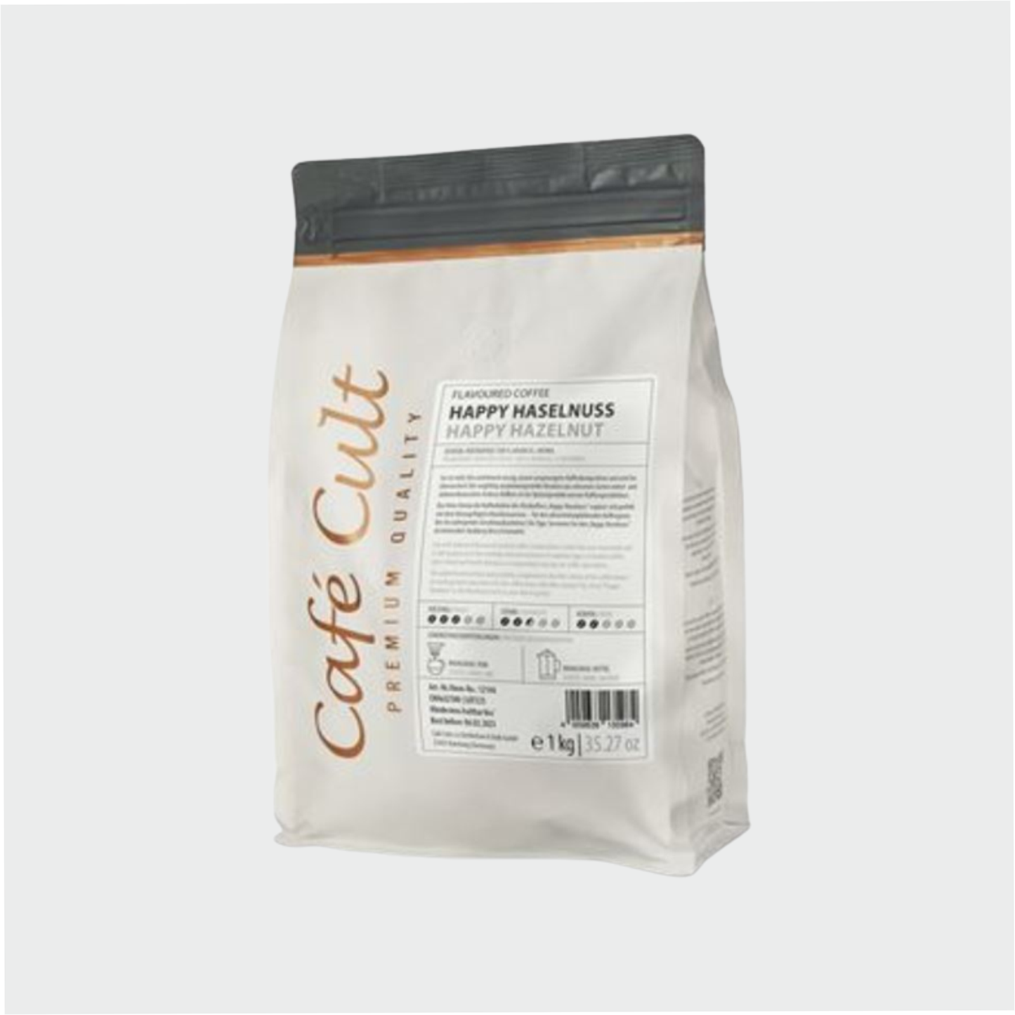 Kaffee "Happy Haselnuss" in 1 kg Tüte, ganze Bohne aromatisiert