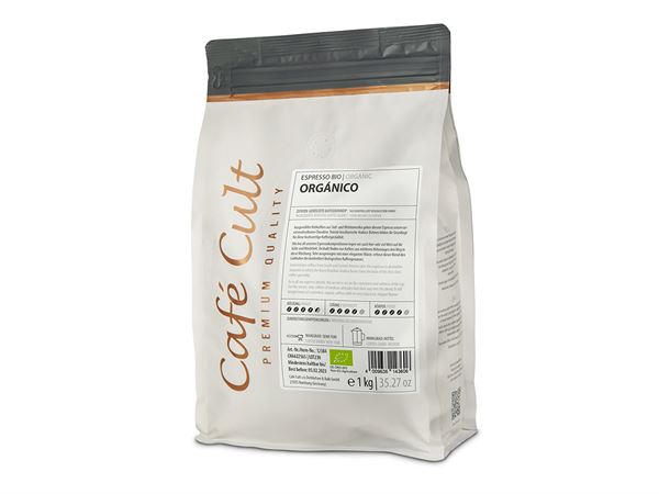BIO Espresso Orgánico in 1 kg Tüte, ganze Bohne DE-ÖKO-006