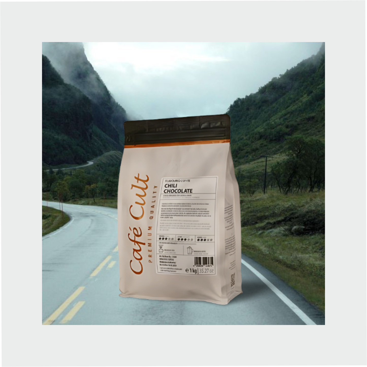 Kaffee "Chili-Chocolate" in 1 kg Tüte, ganze Bohne, aromatisiert