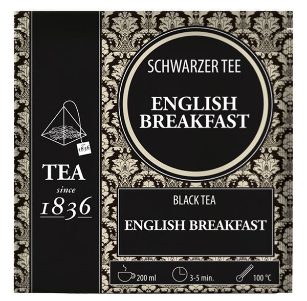 Schwarzer Tee English Breakfast 50 Pyramidenbeutel im Sachet à 3 g
