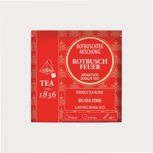 Rotbuschteemischung Rotbuschfeuer Orangen-Note aromatisiert 50 Pyramidenbeutel im Sachet à 4 g