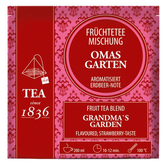 Früchteteemischung Oma´s Garten Erdbeer-Note aromatisiert 50 Pyramidenbeutel im Sachet à 4 g