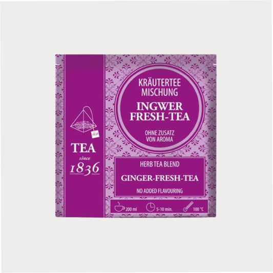 Kräuterteemischung Ingwer-Fresh-Tee ohne Zusatz von Aroma 50 Pyramidenbeutel im Sachet à 2 g