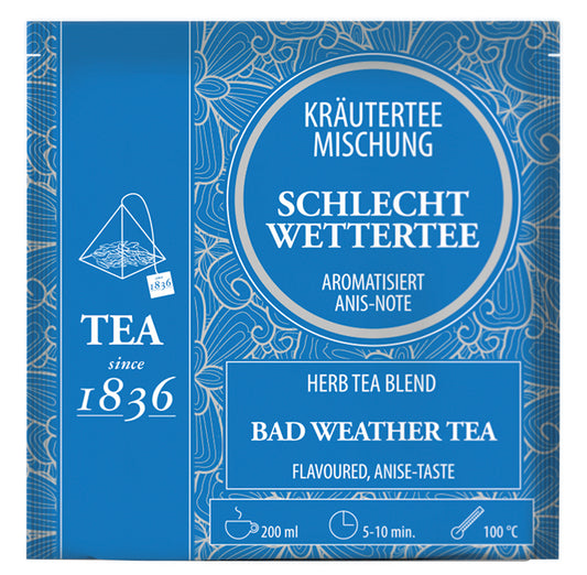 Kräuterteemischung Schlechtwettertee Anis-Note aromatisiert 50 Pyramidenbeutel im Sachet à 3 g