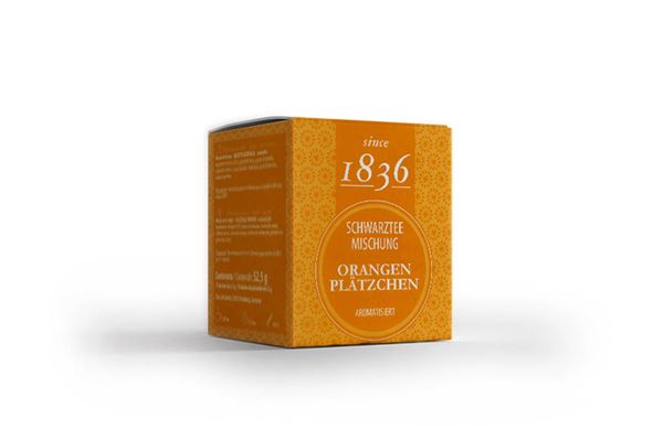Schwarzteemischung Orangenplätzchen aromatisiert 50 Pyramidenbeutel im Sachet à 3,5 g