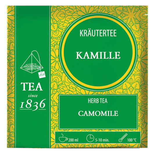 Kräutertee Kamille ohne Zusatz von Aroma 50 Pyramidenbeutel im Sachet à 2 g