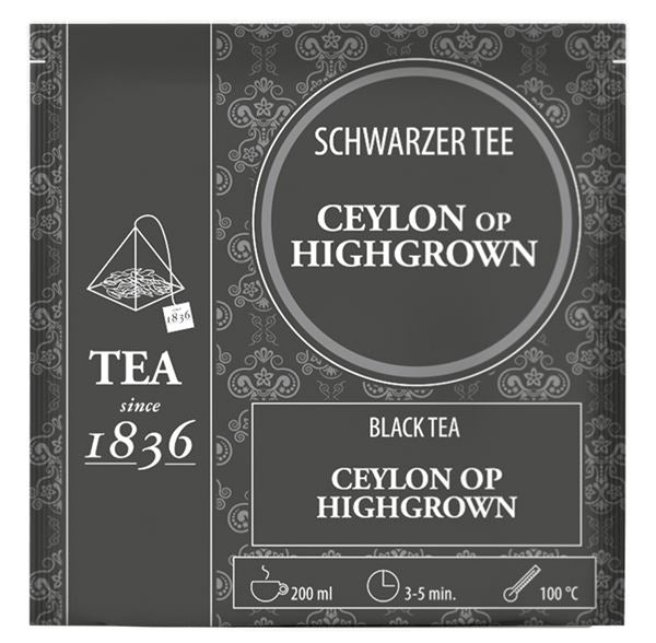 Schwarzer Tee Ceylon OP Highgrown 50 Pyramidenbeutel im Sachet à 3,5 g