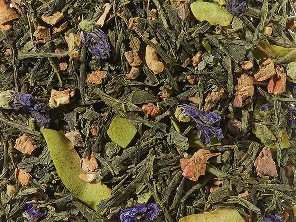 BIO Grünteemischung mit Matcha k.b.A. Sencha Erfrischende Oase Kokos-Pfirsich-Note DE-ÖKO-006 VO834/2007 aromatisiert