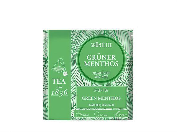 Grüntee Güner Menthos Minz-Note aromatisiert 50 Pyramidenbeutel im Sachet à 3 g