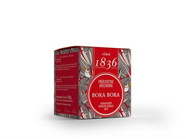 Früchteteemischung Bora Bora Erdbeer-Mango-Note aromatisiert 50 Pyramidenbeutel im Sachet à 4 g